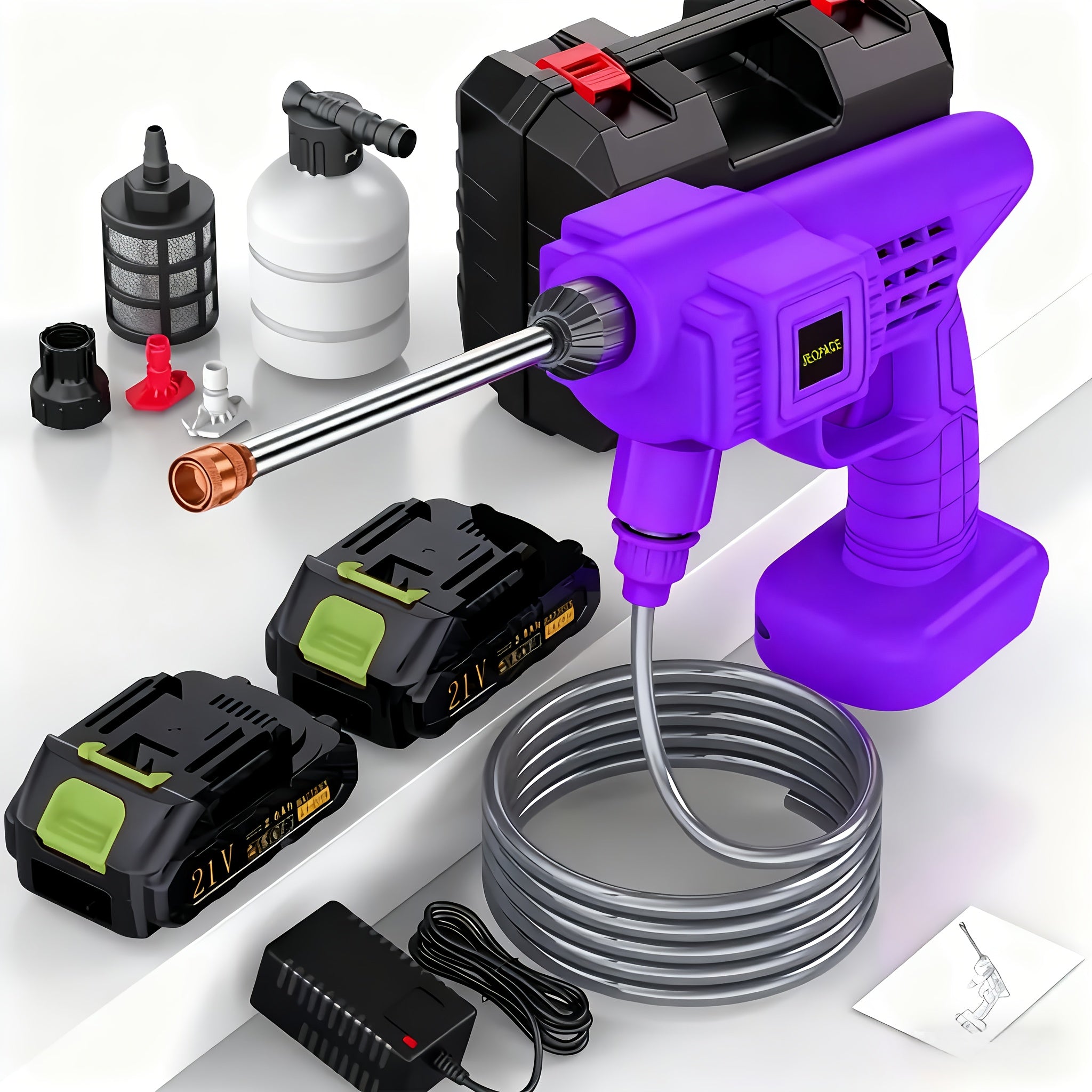 110V Cordless Pressure Washer with Quick‑Connect Hose and Nozzle, Heavy‑Duty Portable Power Washer for Cars, Yards and Gardens – Includes 1 Battery
