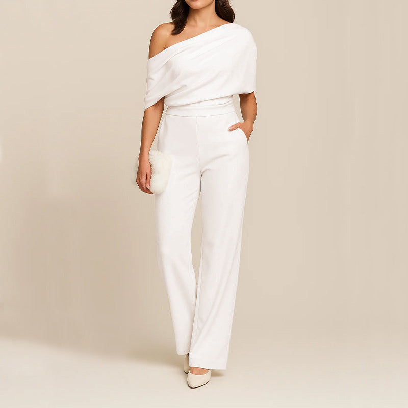 Elegant One-Shoulder Slimming Jumpsuit for Women