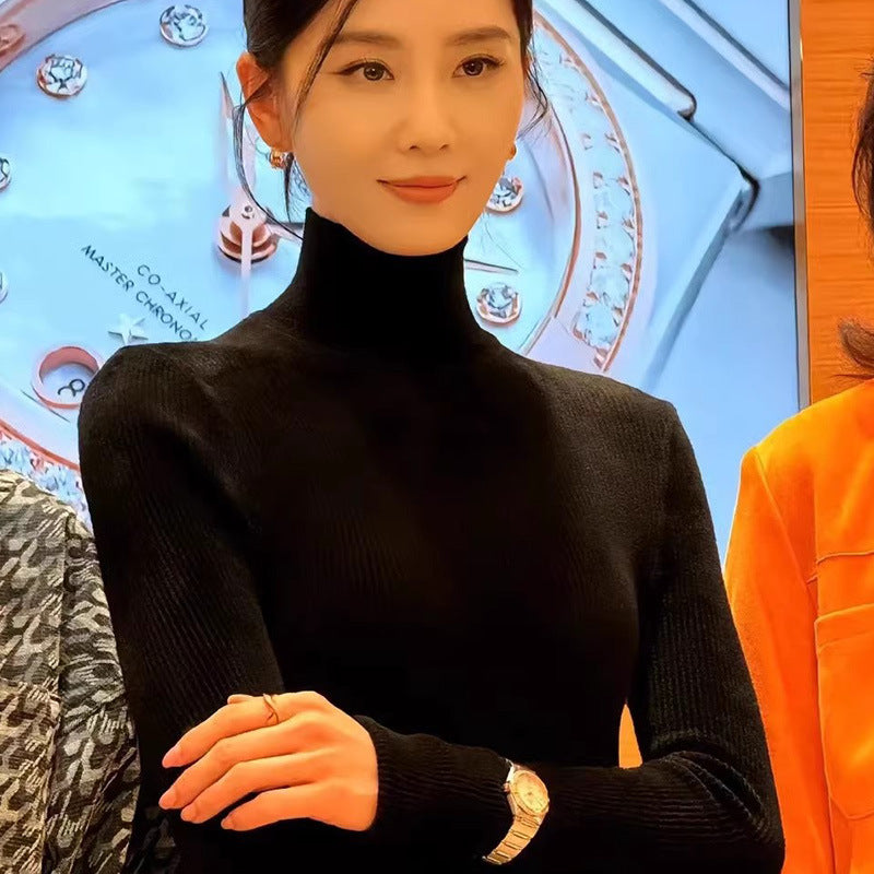 Women's Black Turtleneck Sweater Figure-flattering and Slimming