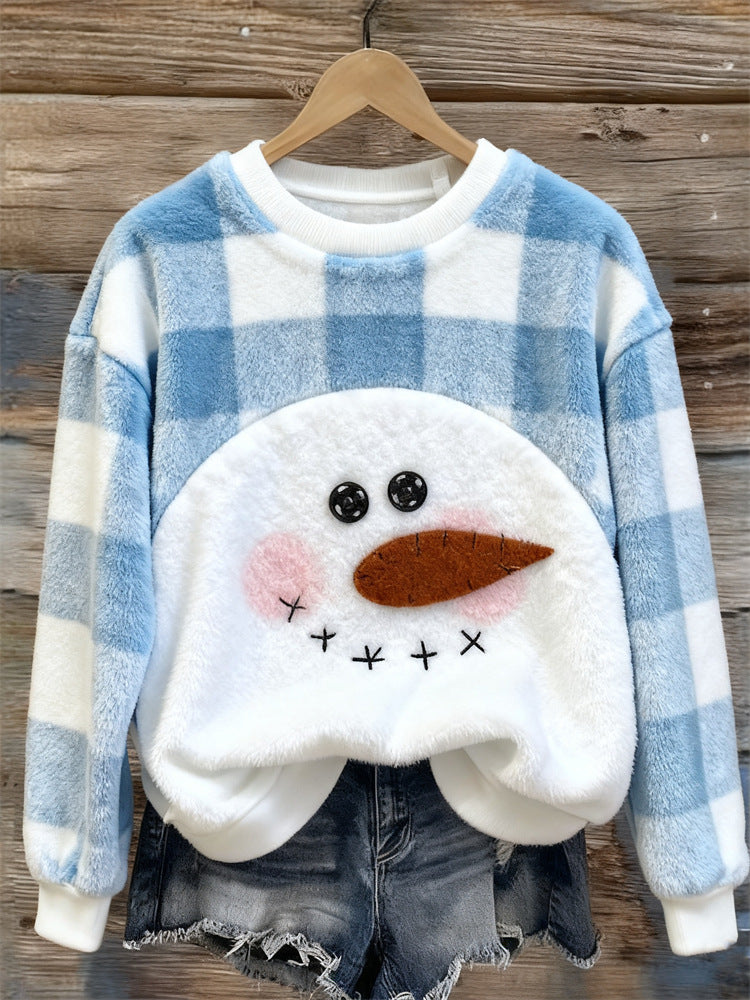 Autumnwinter Patterned Fleece Sweatshirt with Printed Design