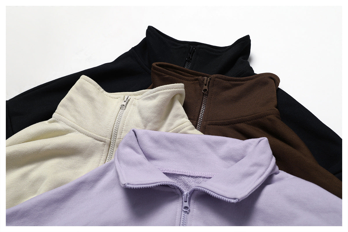Women's Loose Zip Long Sleeve Sporty Casual Sweatshirt