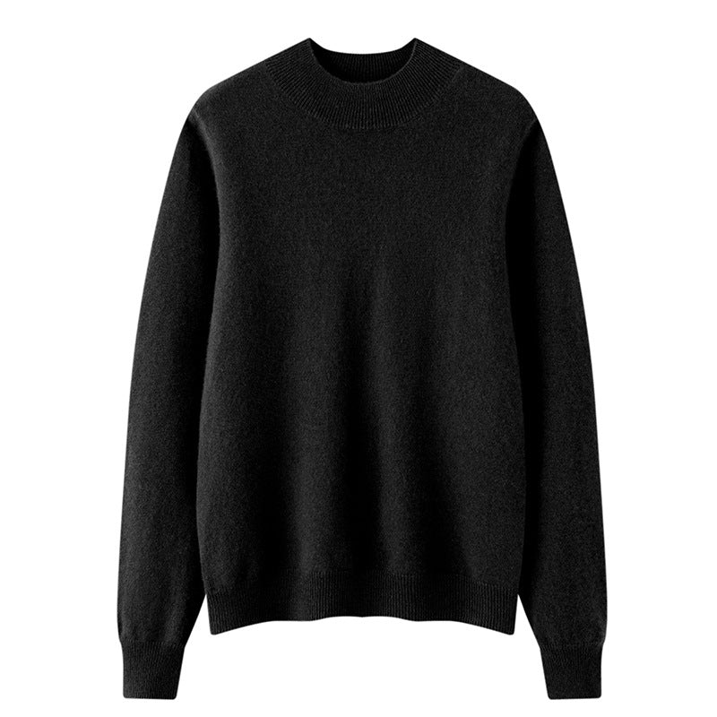 Womens Solid-color Loose-fit Mock-neck Cashmere Sweater
