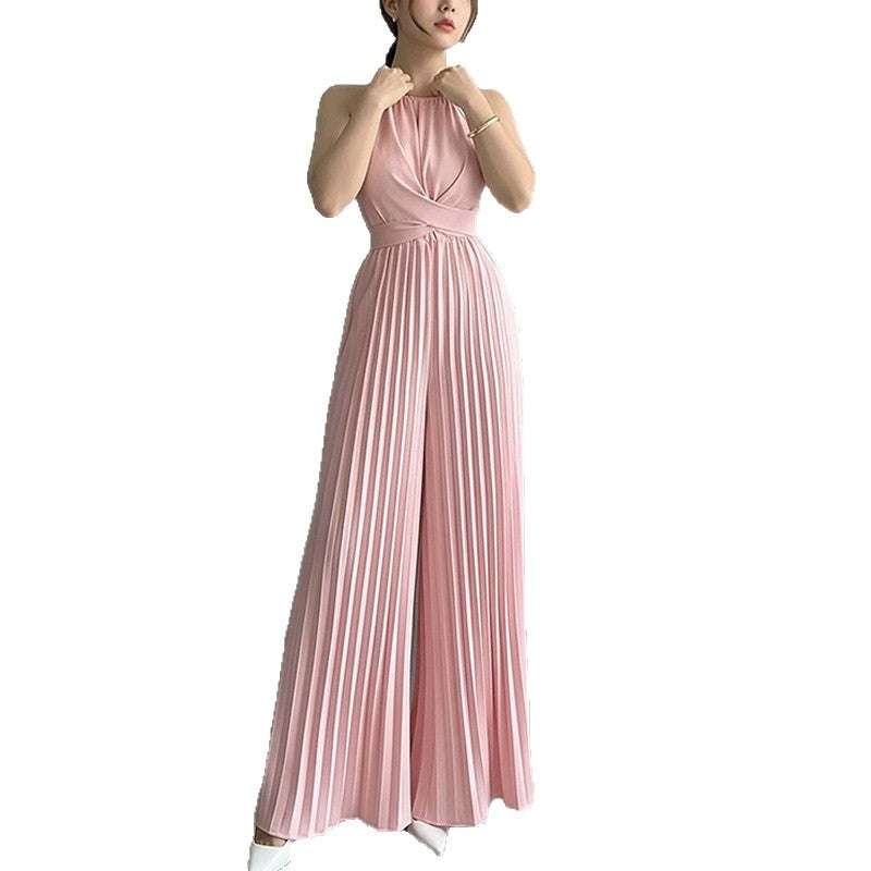 Elegant High-Waist Wide-Leg Solid Jumpsuit