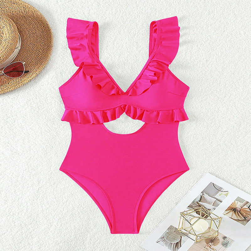 Flounced Backless One-Piece Swimsuit for Women