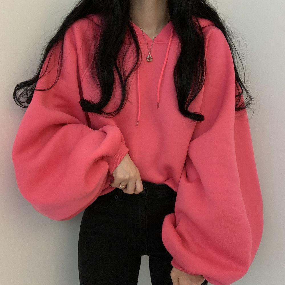Women's Casual Lantern Sleeve Hooded Sweater