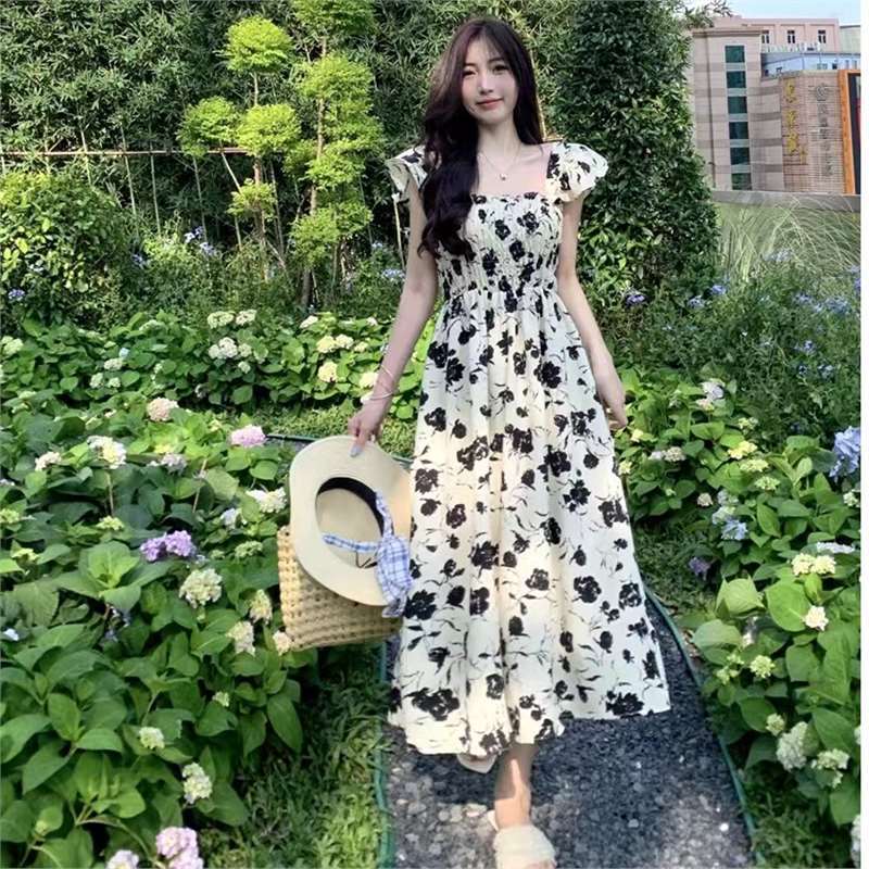 Sweet and Elegant French-style Floral-print Dress