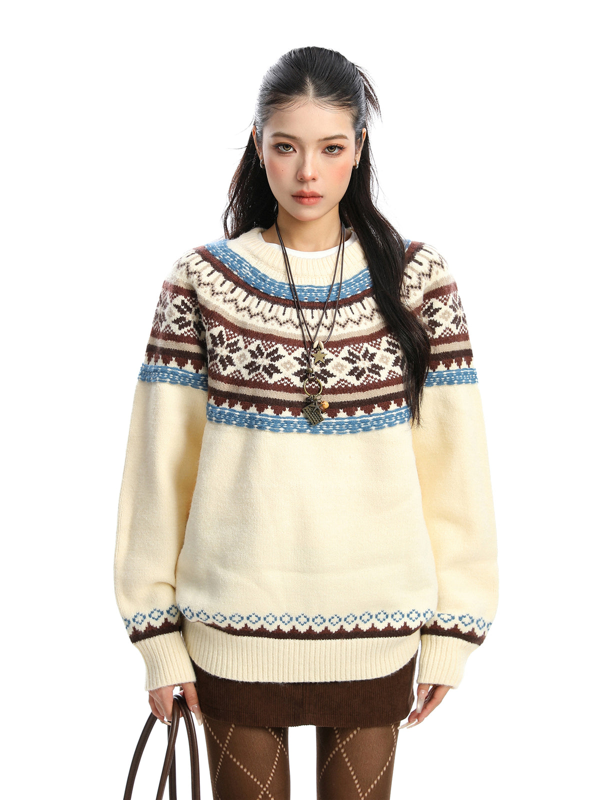 Women's Round Neck Sweater Thickening Warm and Loose