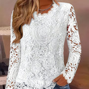 Lace Crewneck Long-sleeve Vintage Top