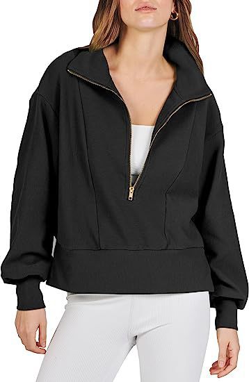 Women's Half-Zip Long Sleeve Pullover Sweater
