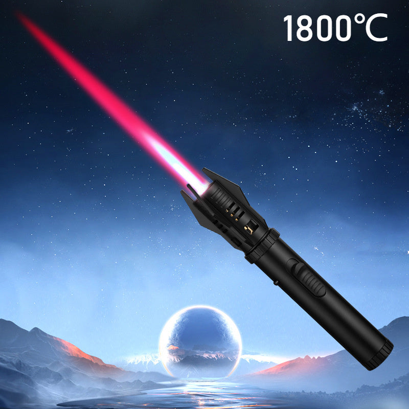 Windproof Turbine Jet Lighter – Metal, Red Flame (Butane Not Included)