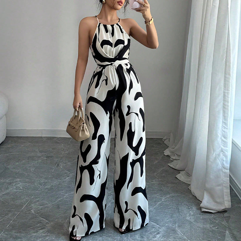 Bold Zebra Print Suspender Jumpsuit for Women