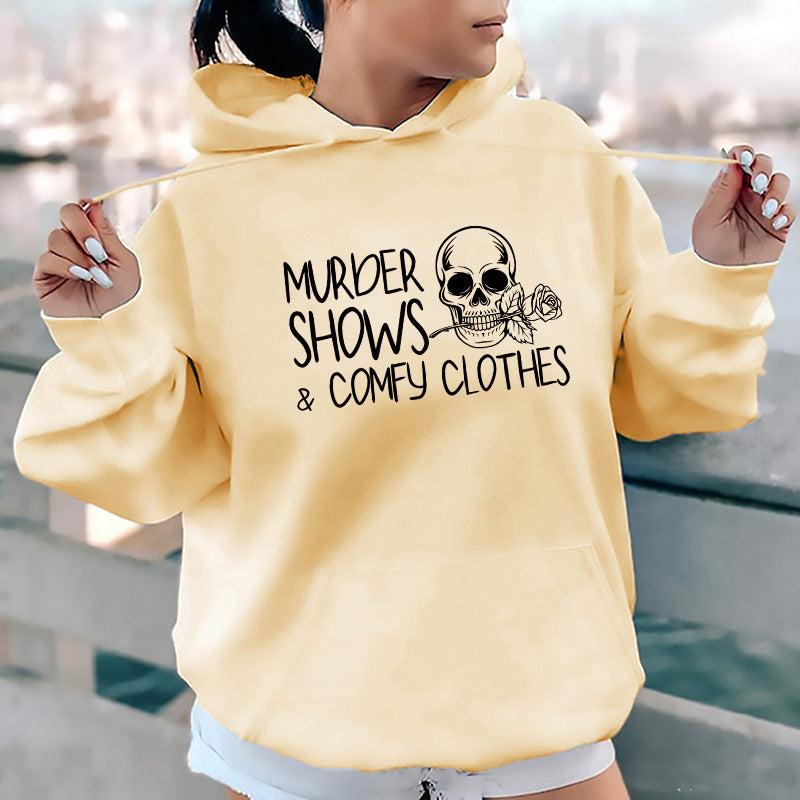Cozy Fleece Letter Print Casual Hoodie for Women