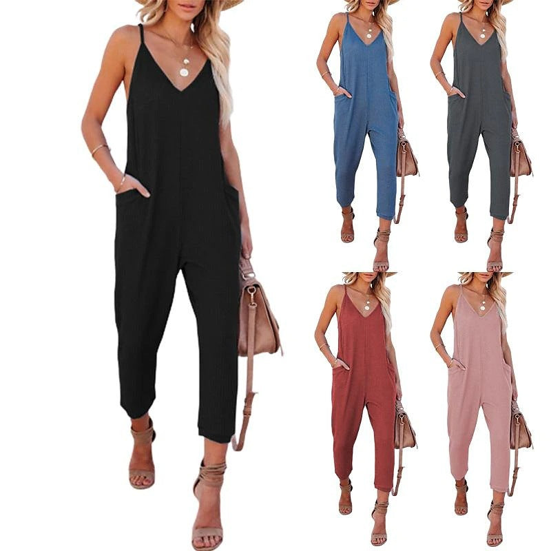 Women's Large Pocket Loose Jumpsuit
