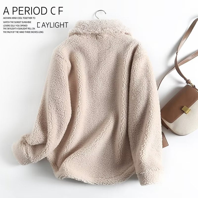 Cozy Lamb Wool Zipper Pullover Sweatshirt