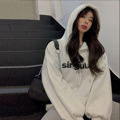 Women's Cozy Loose Fit Hooded Sweatshirt Coat