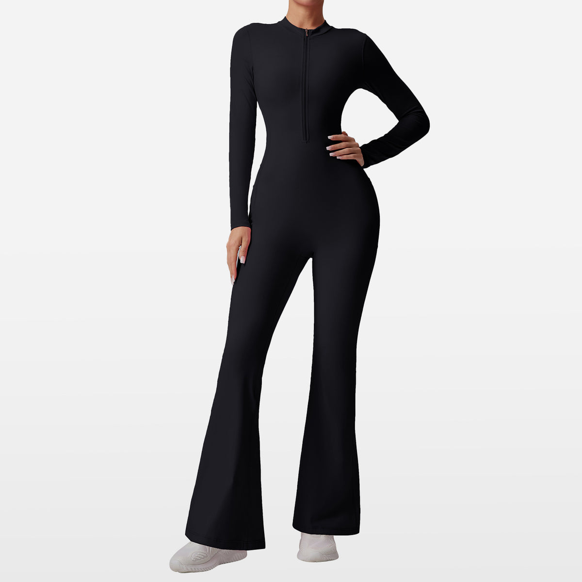 Slim-Fit Zip Long-Sleeve Yoga Jumpsuit