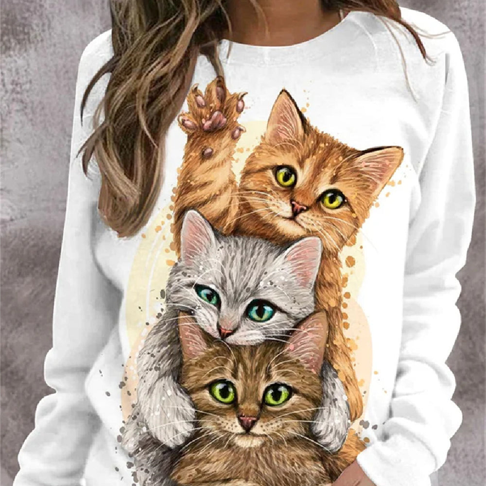 Women's Loose Animal Print Long Sleeve Sweatshirt