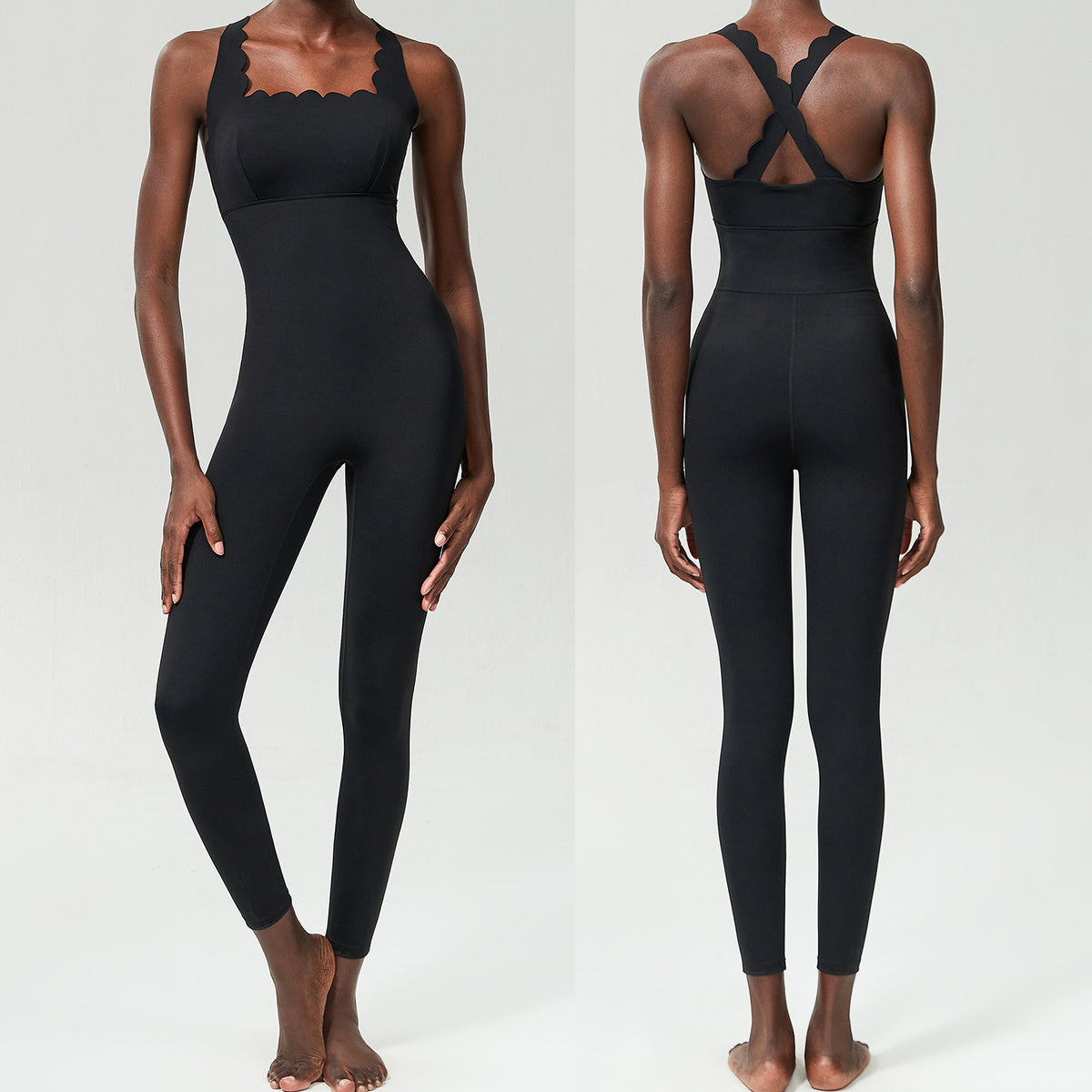 Crisscross Back Yoga Bodysuit Active Workout Romper