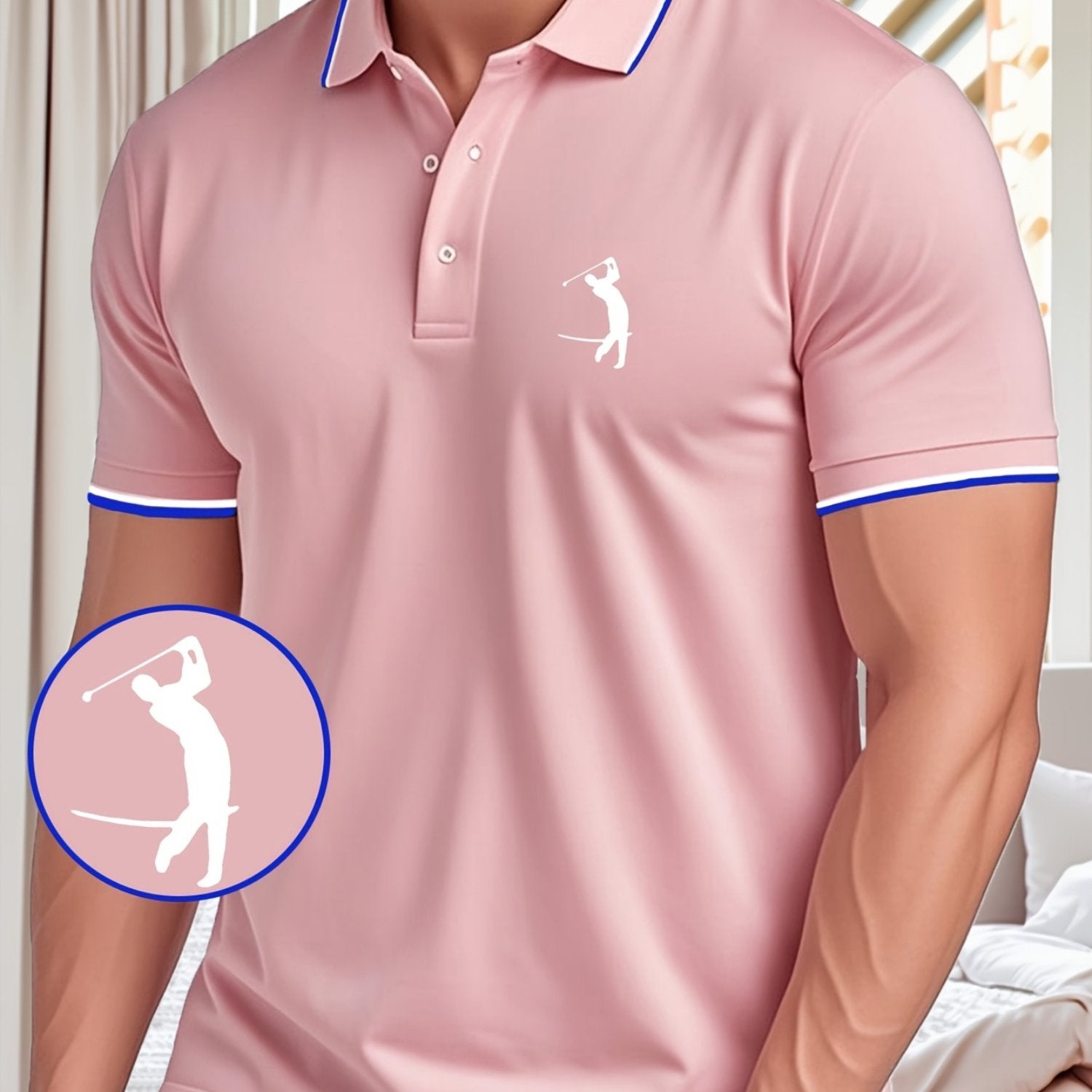 Men's Golf-Themed Short Sleeve Polo Shirt – Soft Fabric, Casual & Business Casual