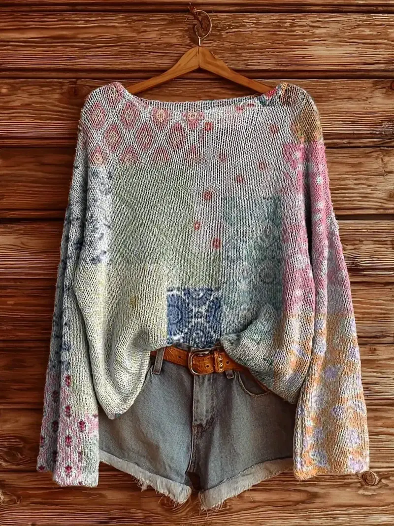 Oversized Loose Long Sleeve Pullover Women's Comfortable Sweater, Casual Long Sleeve Sweater