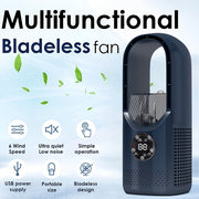 USB Tower Fan with Bladeless Design, Remote Control, and Water Mist Cooling