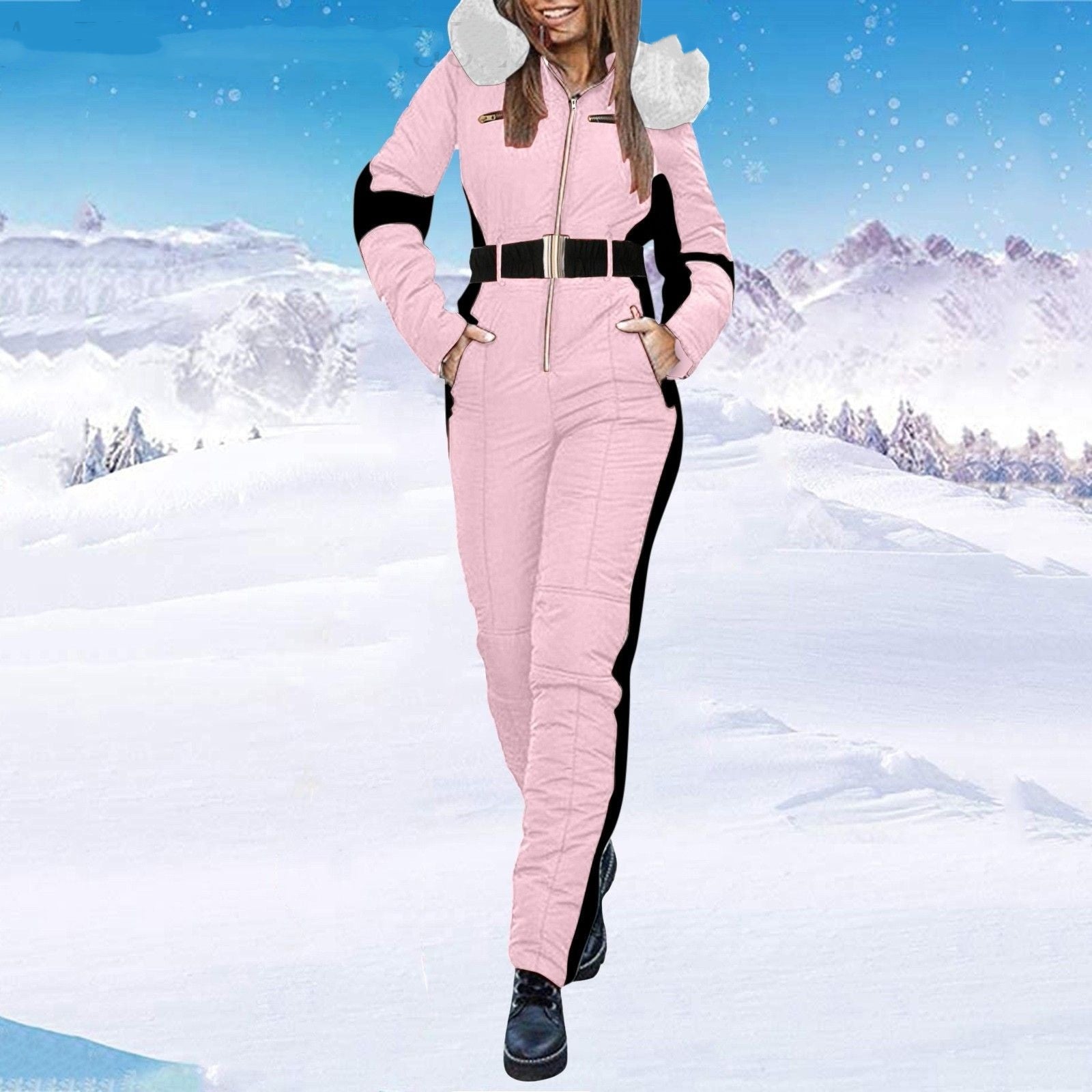 Women's Waterproof Hooded Sporty Winter Ski Suit