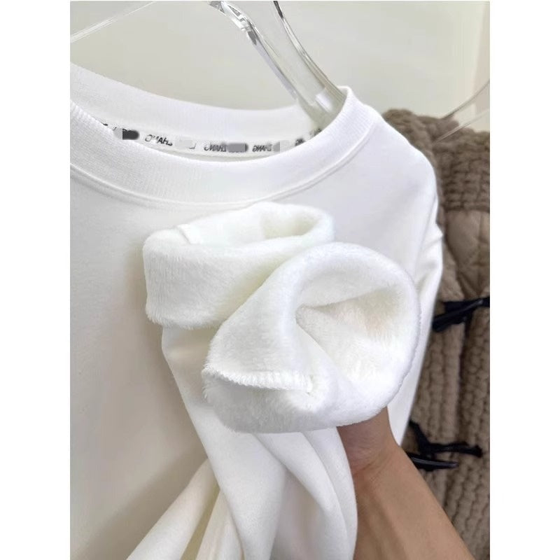 Women's Plus Velvet Loose Mid-Length Thermal T-Shirt