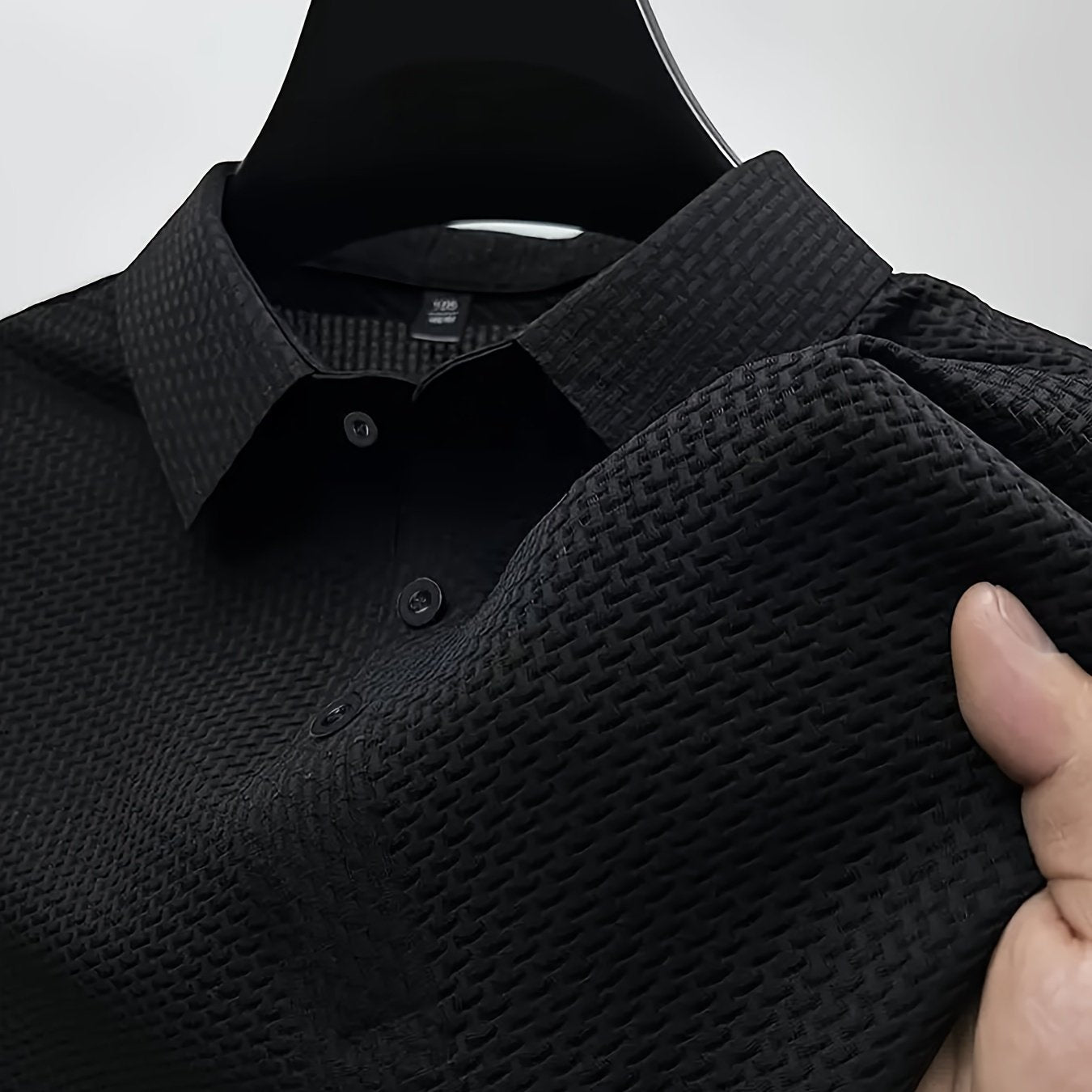 Men's Short Sleeve Golf Shirt, Breathable Stretch Fabric, Loose Fit with Lapel Collar, Solid Color