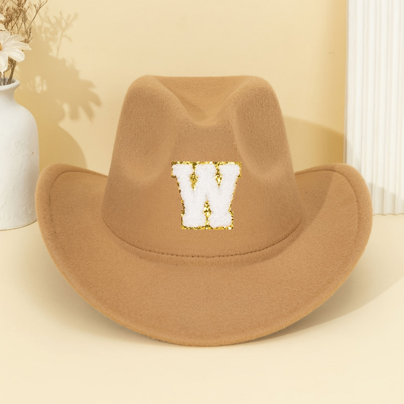 Khaki Alphabet Letter Fedora Hat