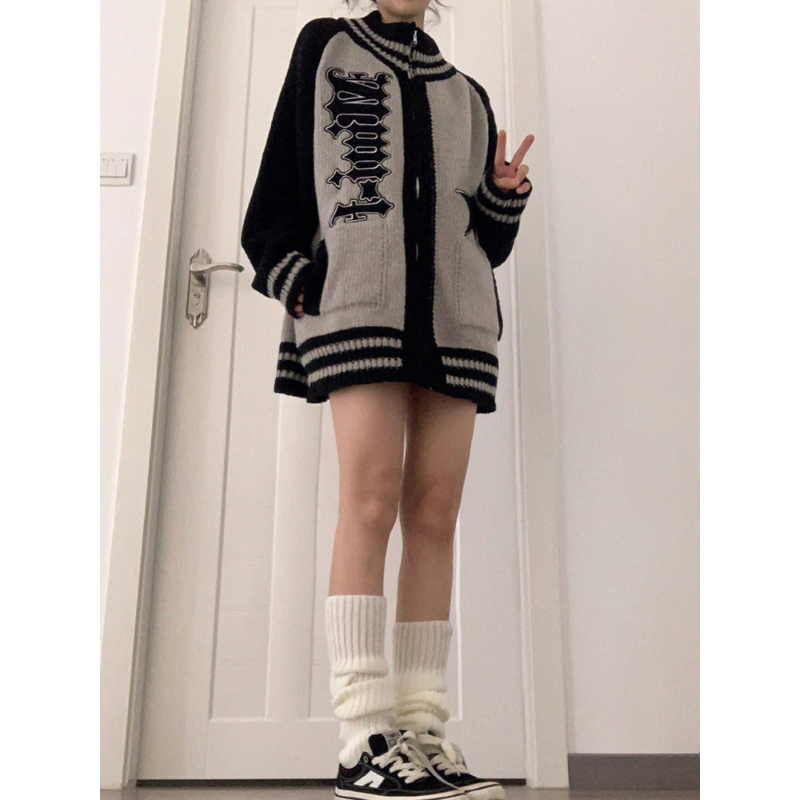 Retro Zip-Up Knit Cardigan Sweater for Women