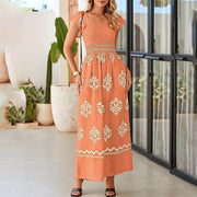 Bohemian Jumpsuit Suspender Pants Vintage Print