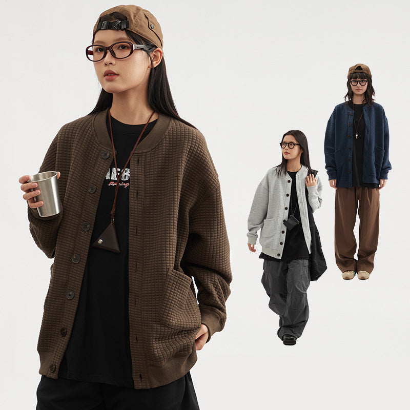 Cozy Waffle Knit Couple's Cardigan Sweater