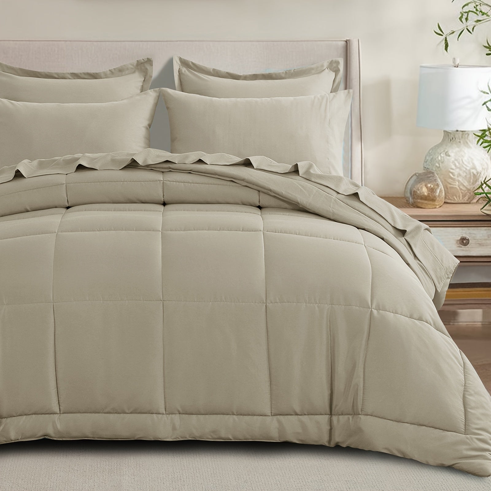 7pcs Ultra-Soft Bed In A Bag, Down Alternative Bedding Sets With All Season Quilted Comforter, Flat Sheet, Fitted Sheet, Pillowcases -Gifts For The Family And Friends