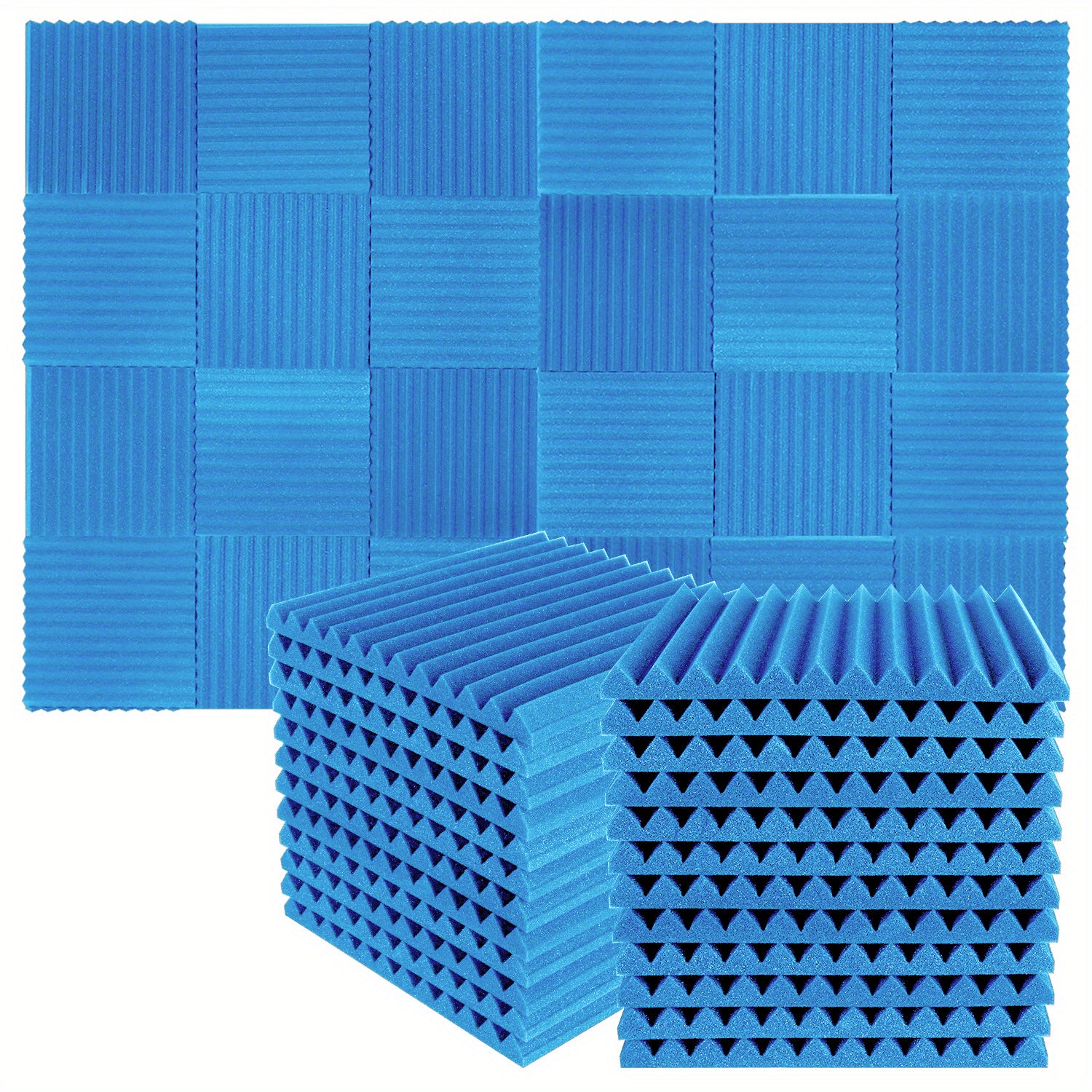 50‑Piece Acoustic Foam Wedge Panels – 1″ × 12″ × 12″, 20 kg/m³ Density, Multi‑Color