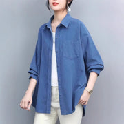 Womens Stylish Loose-fit Corduroy Long-sleeve Shirt