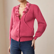 Autumn and Winter French Rose V-neck Sweater