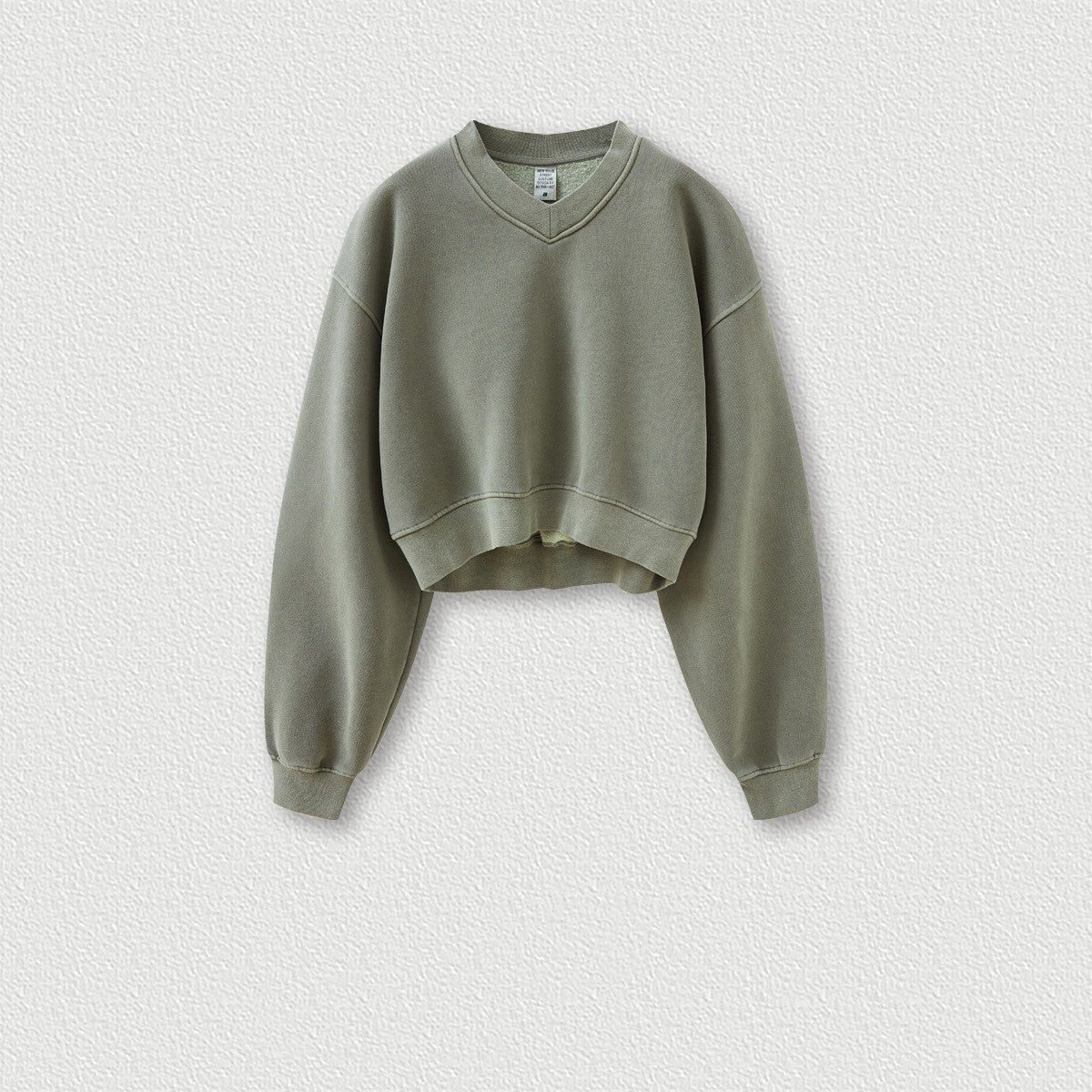 Vintage Fleece V-Neck Cropped Hoodie