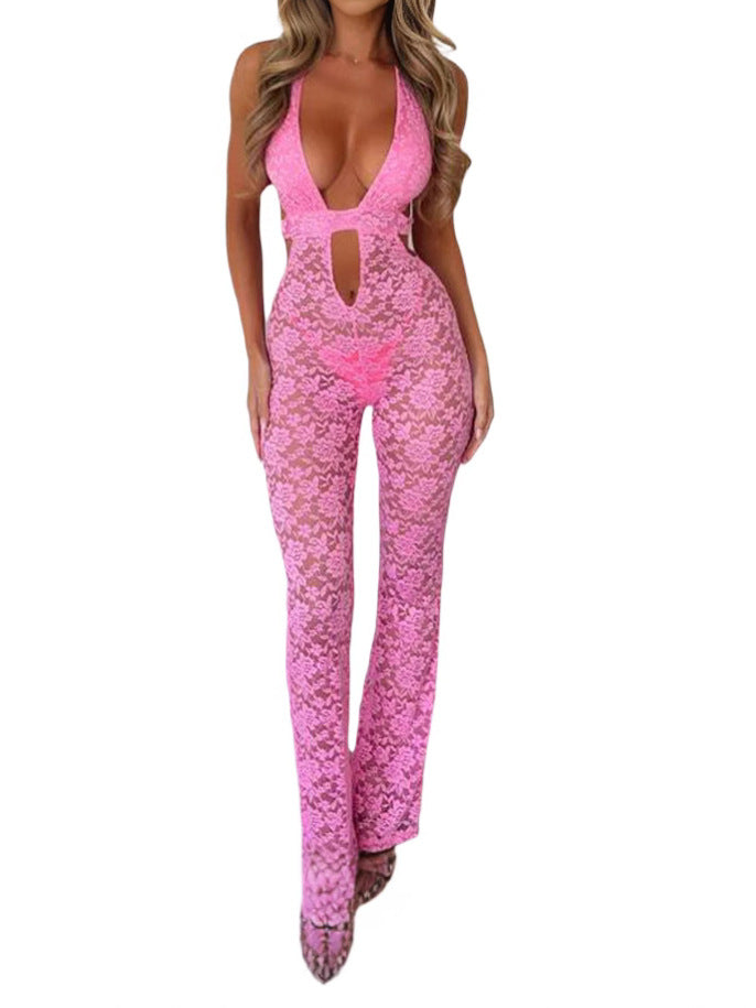 Halter Neck One-Piece Fitted Jumpsuit for Women