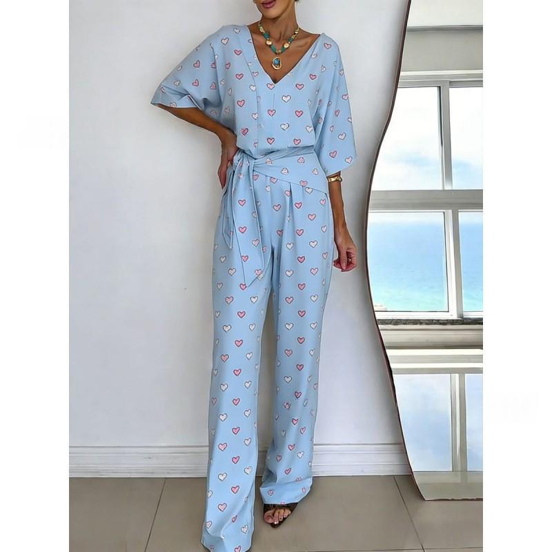 Chic V-Neck Casual Mid-Length Dress with Belt