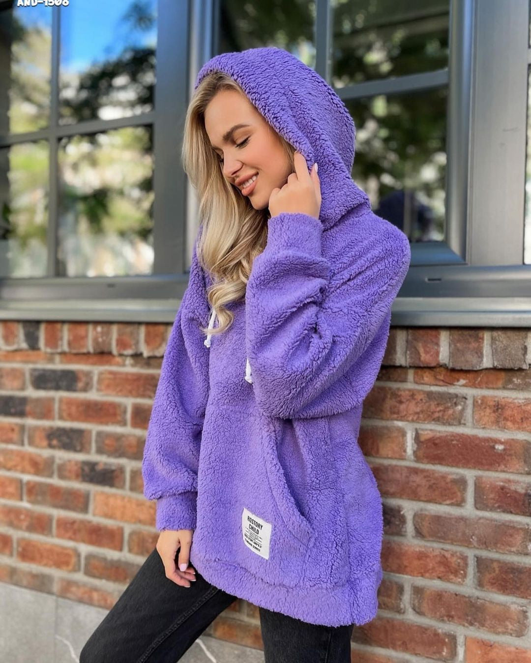 Cozy Flannel Long-Sleeve Pullover Sweatshirt
