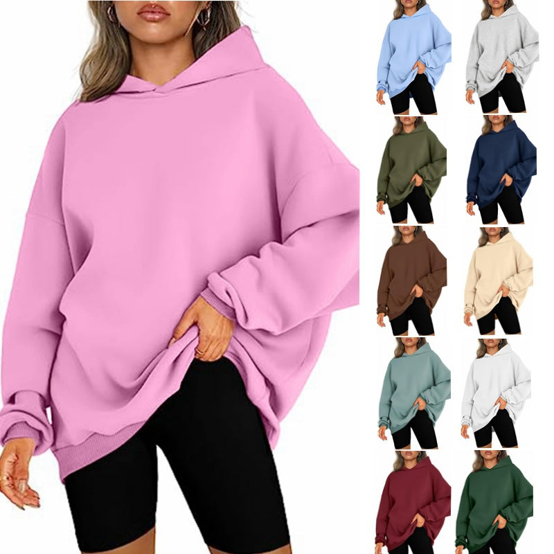 Women's Oversized Hooded Pullover Cozy Casual Sweater