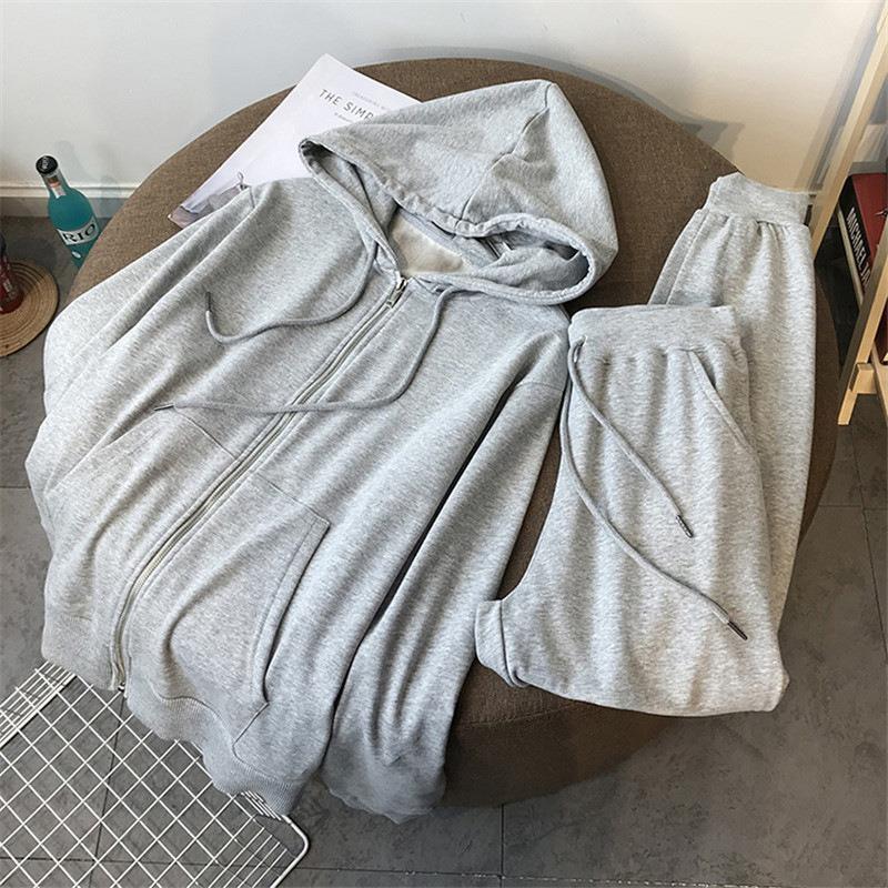 Cozy Zipper Hooded Sweatshirt & Jogger Pants Set