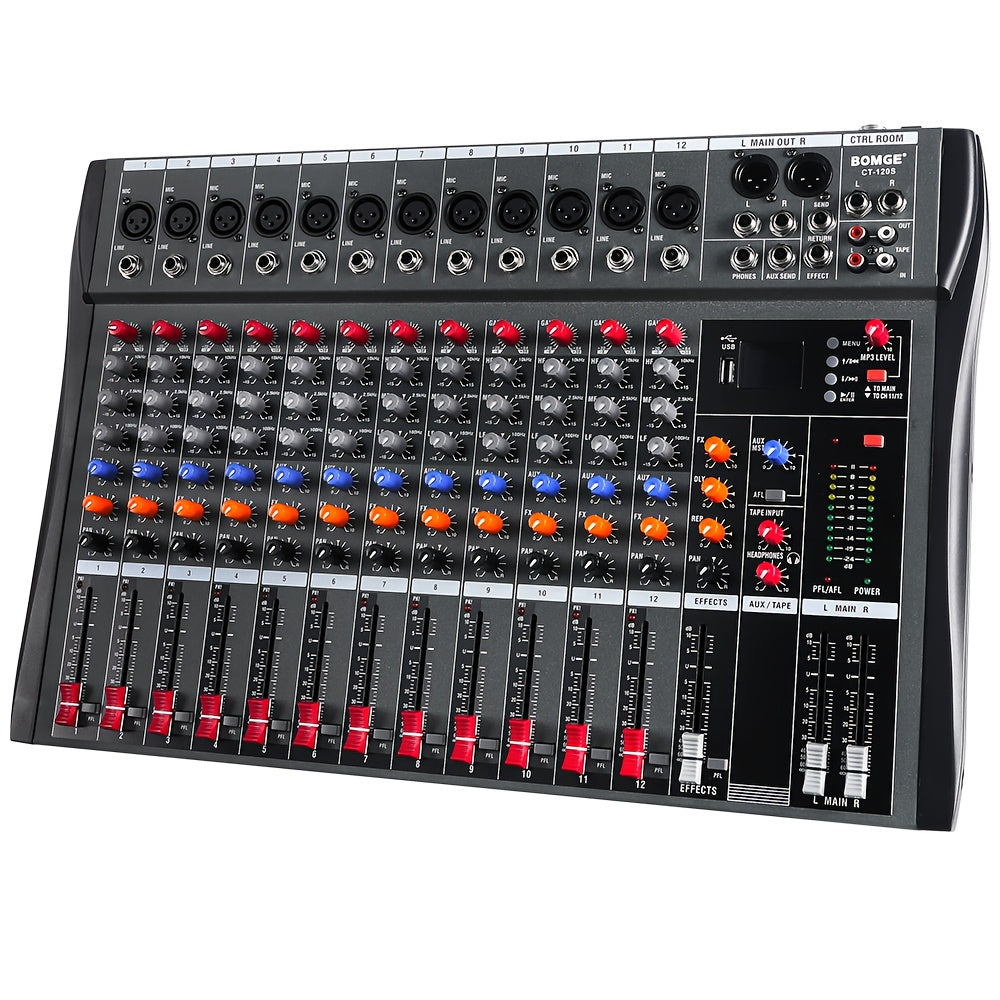 8-Channel Professional Audio Mixer with USB Interface