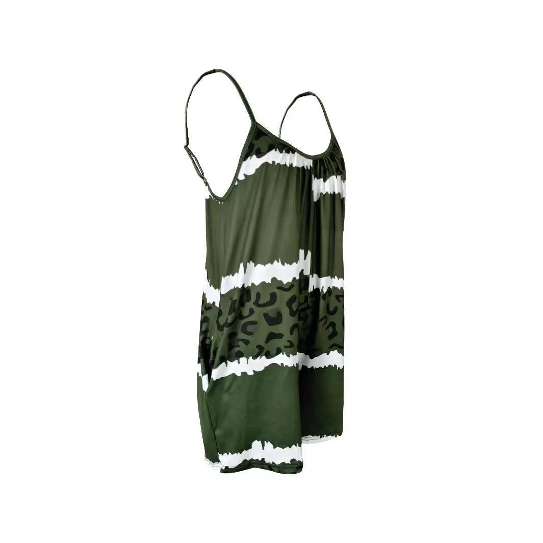 Women's Bold Leopard Print Sleeveless Romper Jumpsuit