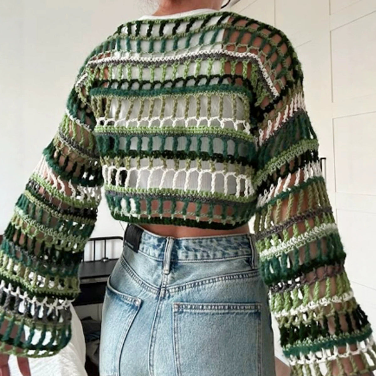 Womens Pullover Ribbed Openwork Blouse