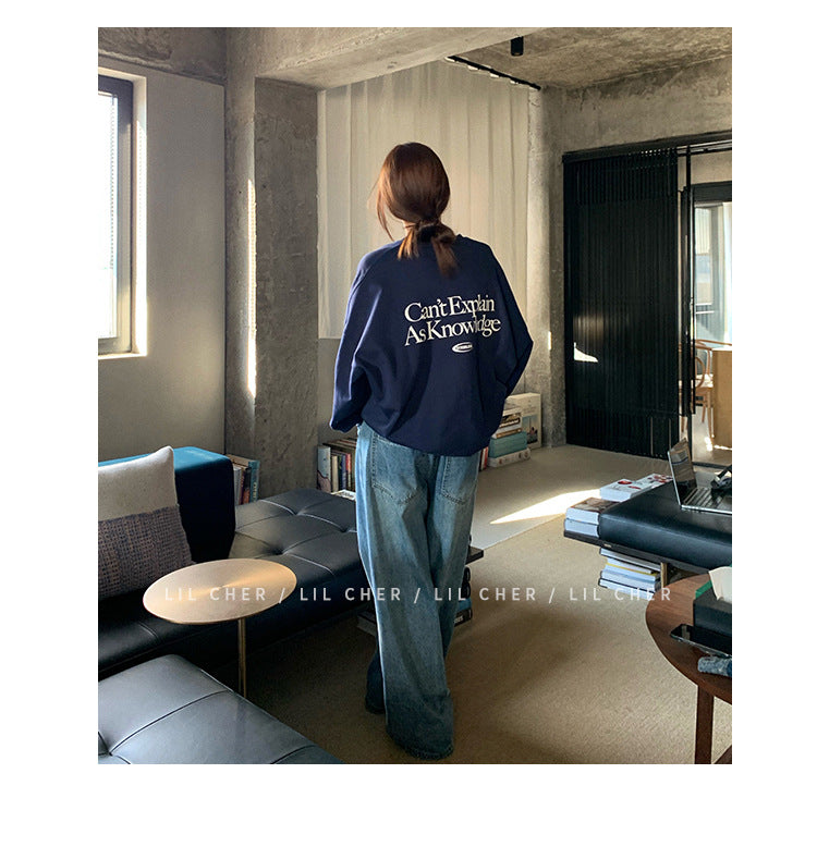 Fleece-Lined Vintage Casual Pullover Sweatshirt