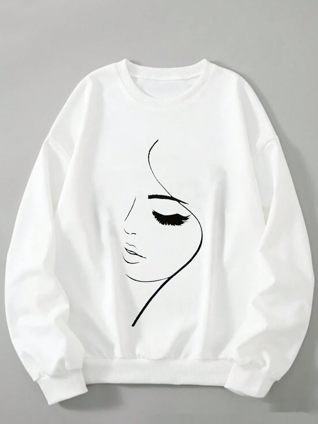Retro Fleece-Lined Round Neck Sweatshirt