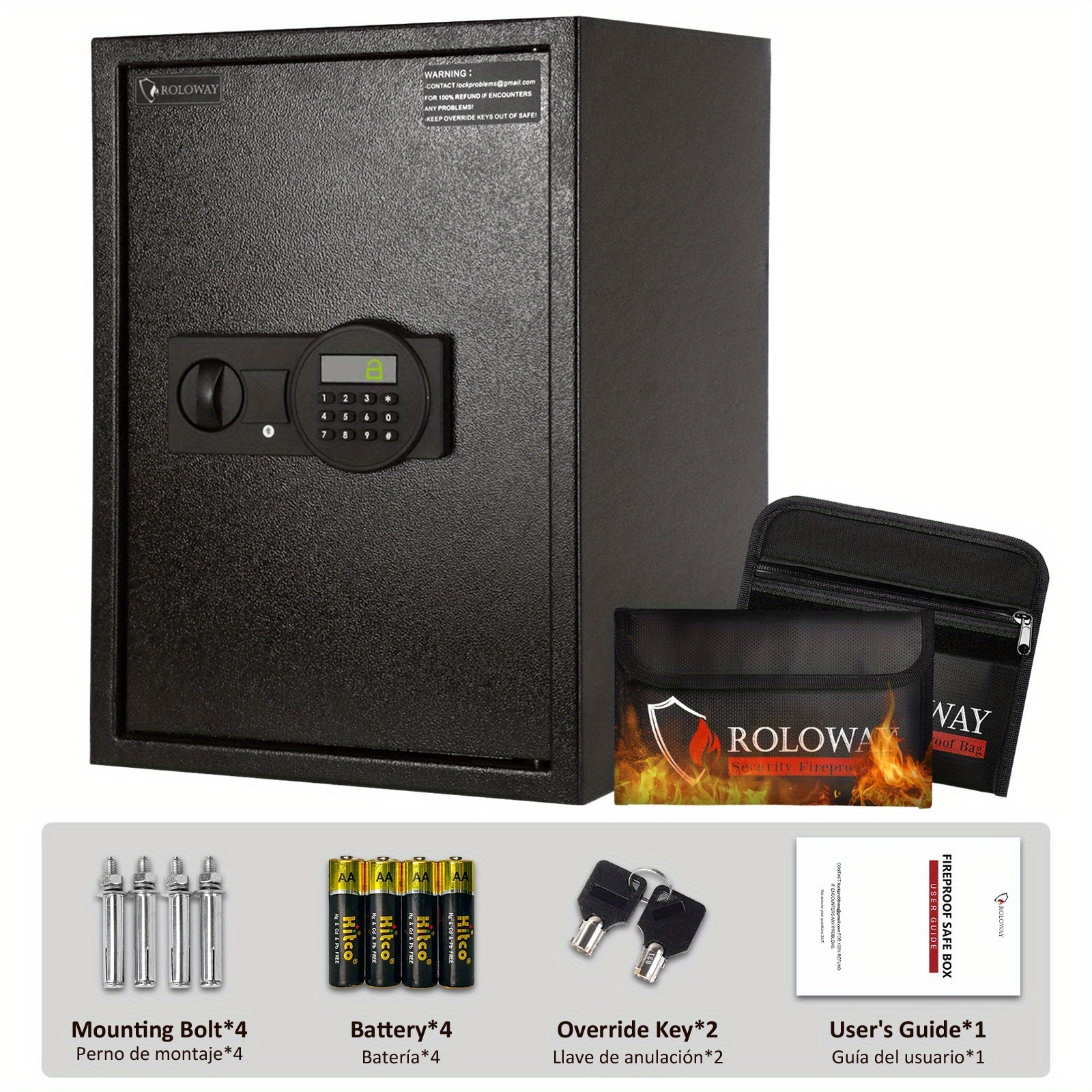 Heavy-Duty Fireproof Steel Safe with Cash Bag | Secure Home Safe Box with Keypad & Key Lock, Ideal for Storing Money, Documents, and Valuables