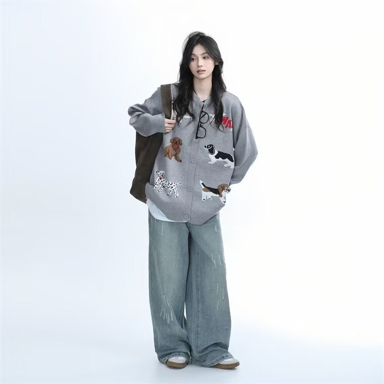Cozy Gray Bear Knit Cardigan - Cute & Casual Sweater