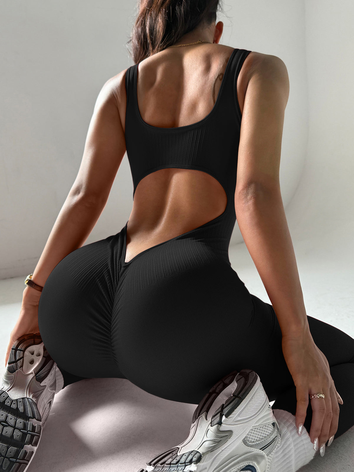 Backless Seamless Yoga Bodysuit for Workout & Fitness